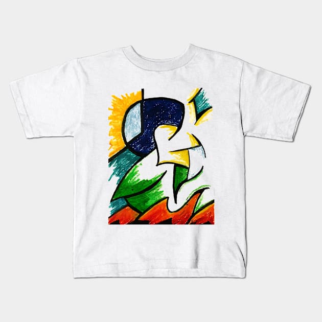 Blue afro Kids T-Shirt by Aefe